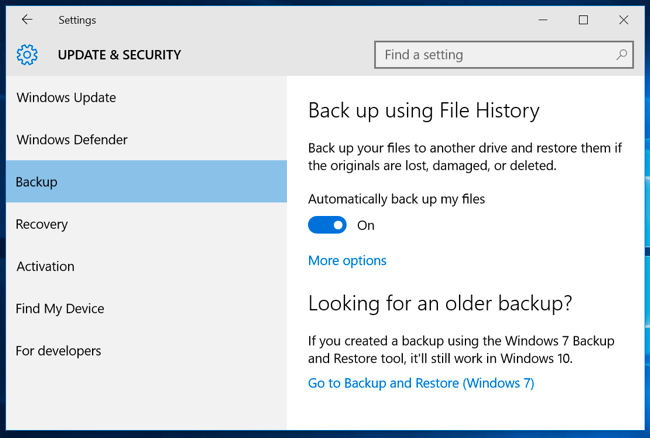 how to disable file history backup in windows 10